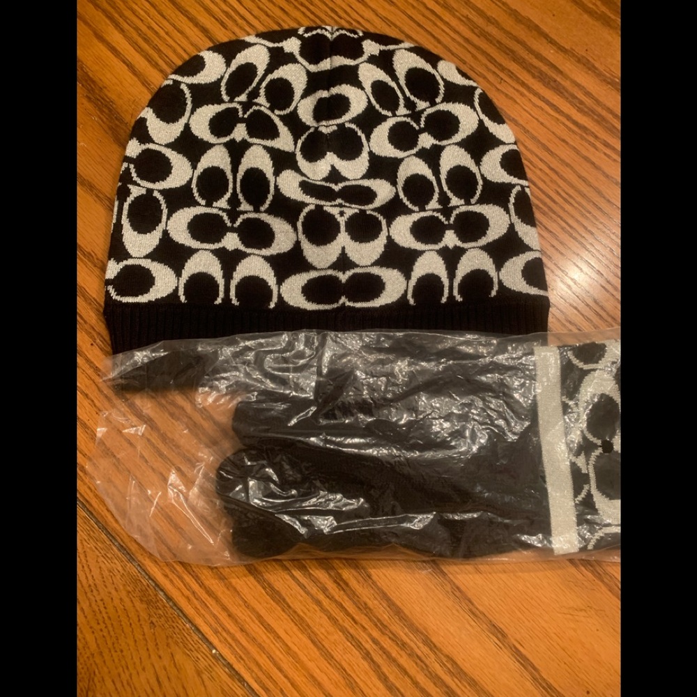 NWT coach beanie and gloves